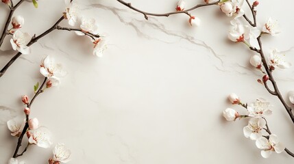 Blossoming Apricot Tree Branches with Copy Space for Web Banner. Spring Time Concept Highlighting Fresh Flowers and Renewal.