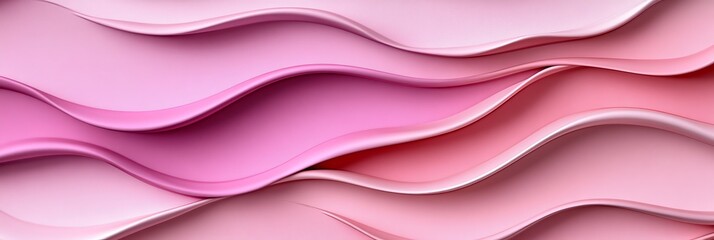 Fototapeta premium Delicate, Monochromatic Abstract Background with Smooth 3D Waves in Pastel Pink and Lilac Gradient