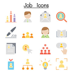Job & Employment icon set in thin line style