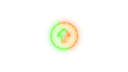 Circle up icon glowing neon brown green gradient color