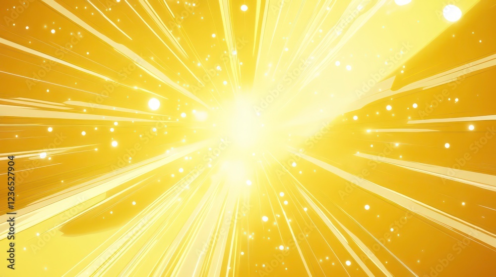 Aufkleber Abstract golden light burst background with glowing particles and rays.