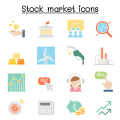 Stock market , Stock Exchange, Stock money icon set in thin line style