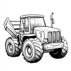 Fototapeta premium Cute Cartoon Construction Vehicle for Kids Coloring Activity