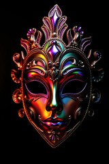 Naklejka premium Elaborate golden Venetian mask for Purim festivities, costume parties, and cultural events