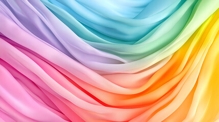Fototapeta premium Rainbow fabric waves, soft texture, colorful textile, design background