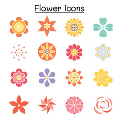 Flower, Floral  icon set in thin line style