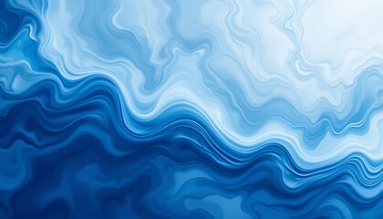 Obraz premium Serene Blue Liquid Marble: Abstract Swirling Waves Artwork