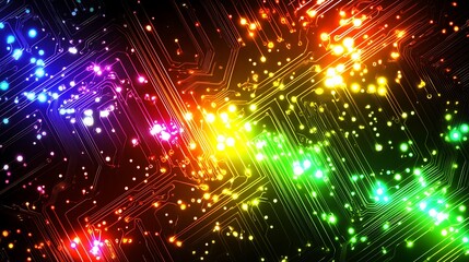 Naklejka premium Abstract Colorful Circuit Board Design Showing Technology