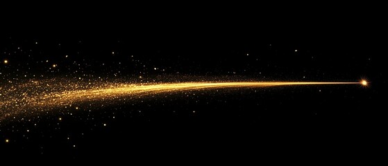 Golden Stardust Trail: A shimmering trail of golden stardust streaks across a deep black background, creating a magical and ethereal effect.