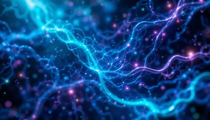 Glowing Blue Energy: Abstract Art with Cosmic Flow