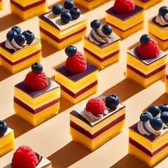 Layered desserts featuring delicate textures and rich flavors, beautifully assembled for an elegant and indulgent gourmet experience.