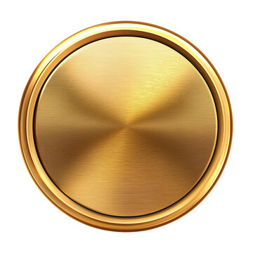 isolated gold button with metal texture