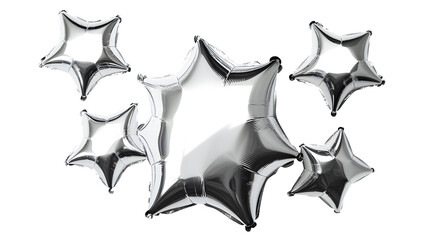 Silver star balloon isolated on white background