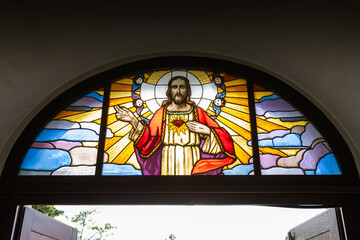 Colored glass Stained glass windows in church, Christianity, colored window