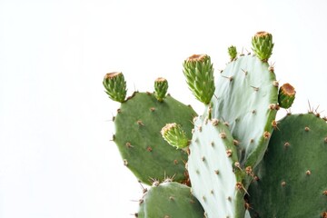 Vibrant and appetizing cactus pear exudes freshness against a crisp white background