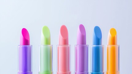 Colorful Lipstick Tubes on Light Background