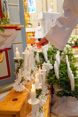 White Candle for First Holy Communion, Holy Sacraments, Christianity