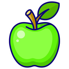 Filled Line Green Apple Icon