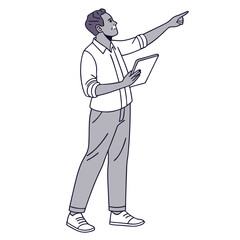 man directing with tab color vector image 