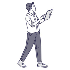 man directing with tab color vector image 