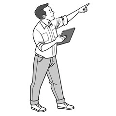 man directing with tab color vector image 