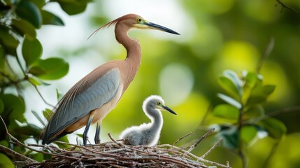Fototapeta premium The intermediate egret median egret smaller egret or medium egret (Ardea intermedia) is a medium-sized heron Some taxonomists put the species in the genus Egretta or Mesophoyx It is a resident bre