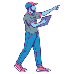 man directing with tab color vector image 