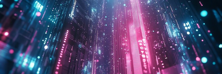 Financial Data Visualization Bright Pink and Blue Trending Lines Against Dark Background