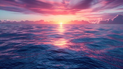 Obraz premium Stunning Ocean Sunset Landscape with Pink and Purple Sky