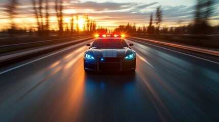 Fototapeta premium A High speed police pursuit urgent, dramatic scene