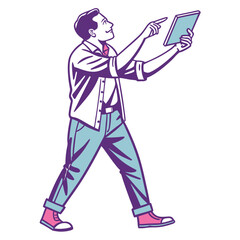 man directing with tab color vector image 