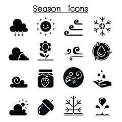 Season , Climate & Weather icon set in thin line style