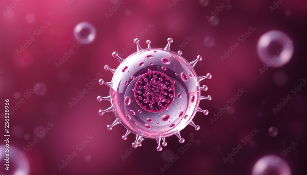 Aufkleber Microscopic view of virus particle structure and surface proteins
