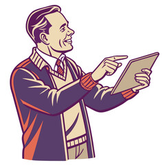 man directing with tab color vector image 