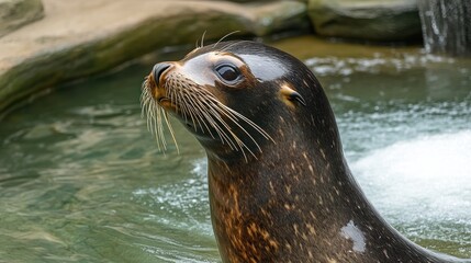 Obraz premium Majestic Sea Lion Portrait: A Captivating Close-up