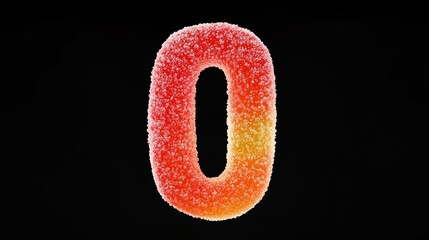 Fototapeta premium 3D rendering of a letter O made of Jelly candy confectionery sweets on black background minimalist artwork simple and clean