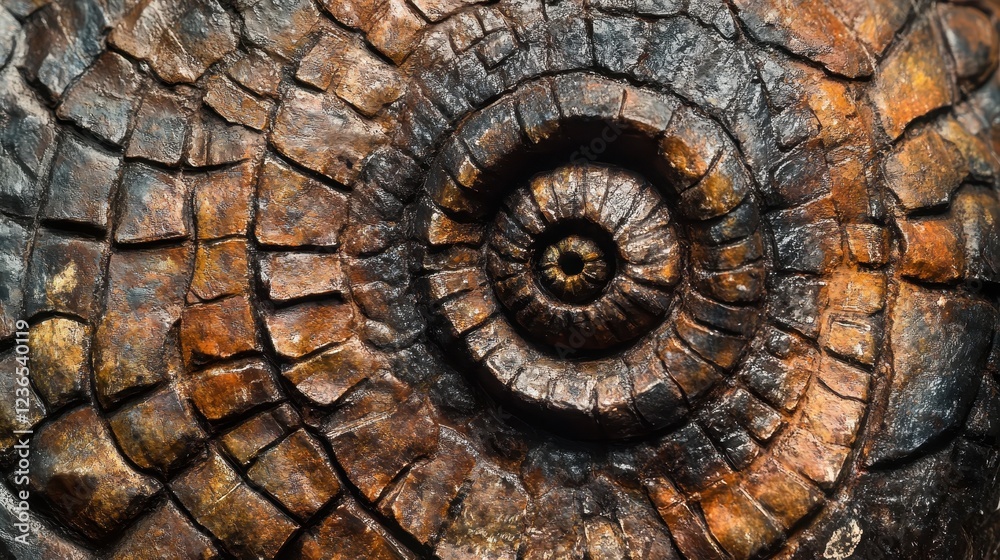 Aufkleber Close-up view of a reptilian eye displaying vivid colors and intricate textures in a natural setting during daylight
