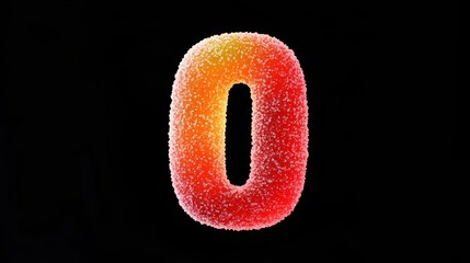Fototapeta premium 3D rendering of a Number 0 made of Jelly candy confectionery sweets on black background minimalist artwork simple and clean