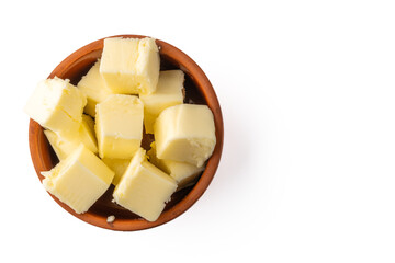 Butter that adds flavor to meals and is for breakfast on white background