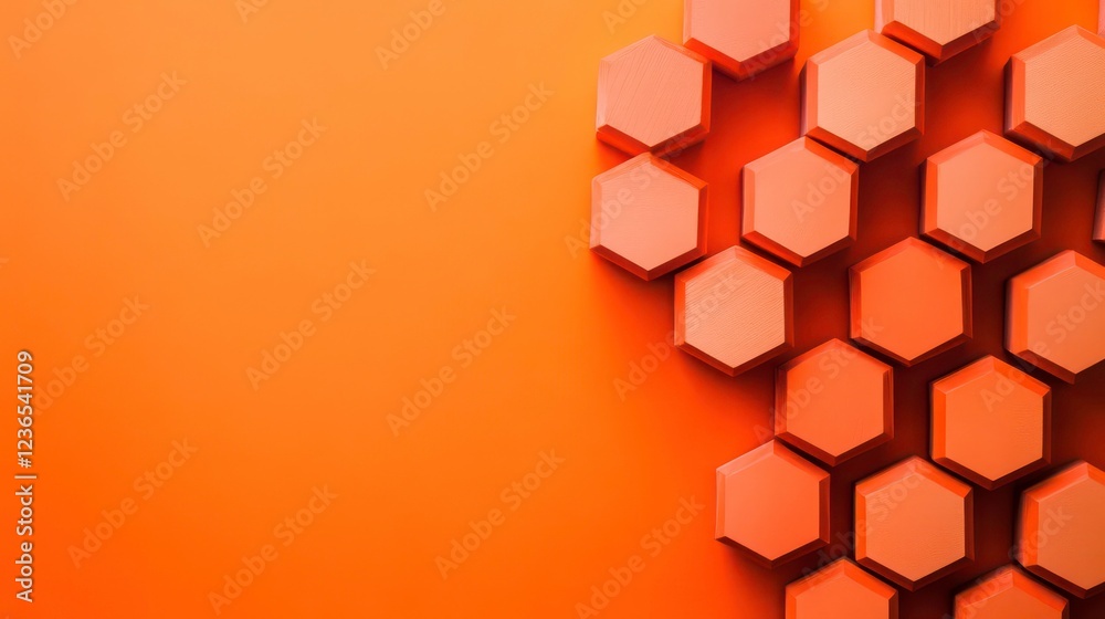Aufkleber abstract orange hexagon pattern on background.