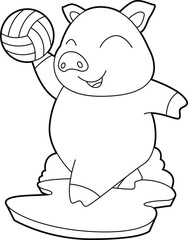 Pig Volleyball player Volleyball Animal Vector Graphic Art Illustration