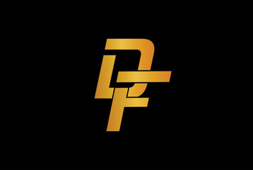 D, F, DF OR FD Creative logo design vector in royal gold color