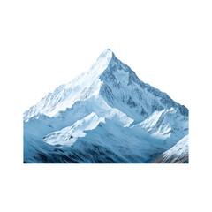 Snow-Covered Mountain Peak Under Clear Blue Sky Isolated on Transparent Background