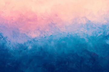 Vibrant abstract painting featuring a gradient transition from warm pink to cool blue, created with expressive brush strokes and texture, perfect for art prints and creative projects.