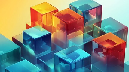 Obraz premium Abstract Composition of Glossy Colorful Cubes