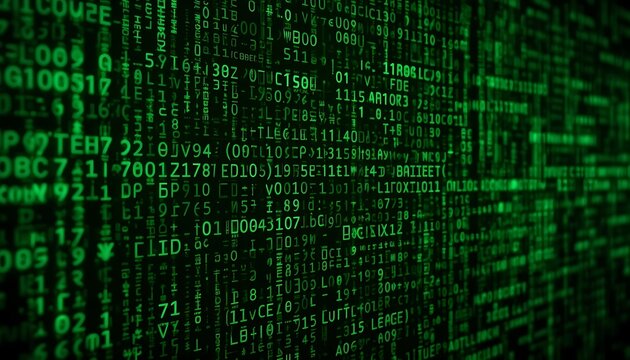 Green Digital Code Matrix: Abstract Technological Texture
