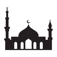 A clean, bold silhouette of a mosque, perfect for religious or cultural projects, ramadan, eid