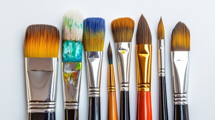 Fototapeta premium Different paintbrushes on white background