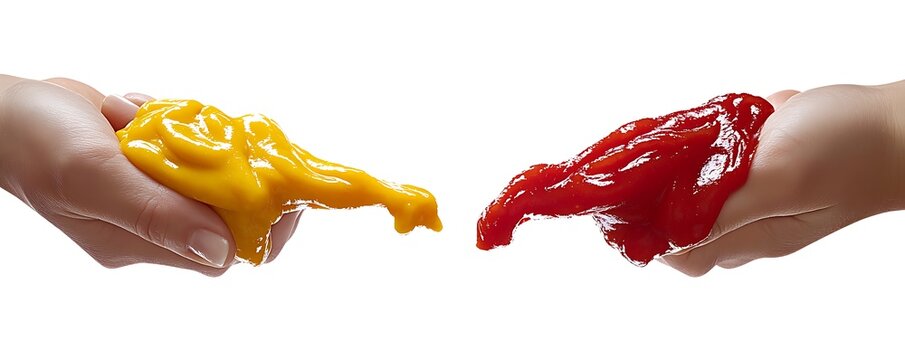 Colorful condiment challenge ketchup vs mustard kitchen food art playful