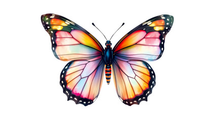 Fototapeta premium butterfly,watercolor, isolated on a white. With colorful transparent wings